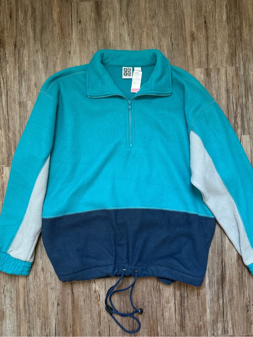 Teal and Navy Half-Zip Fleece Pullover Jacket